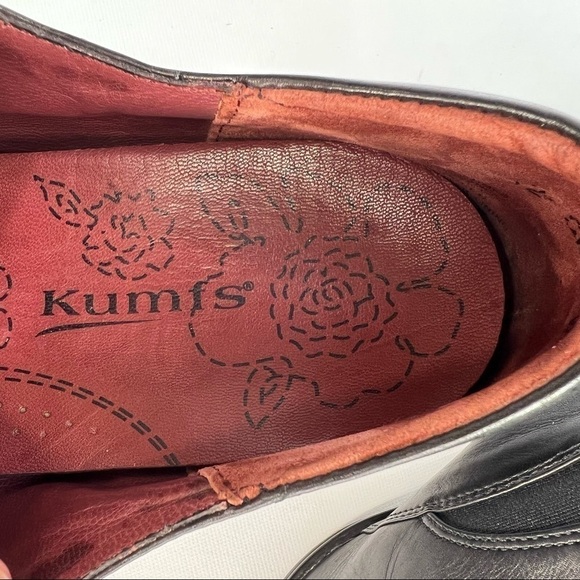 Kumfs Heels Ankle Boots Leather Black Slip Ons Black Comfy Dressy Office Career - Picture 14 of 16